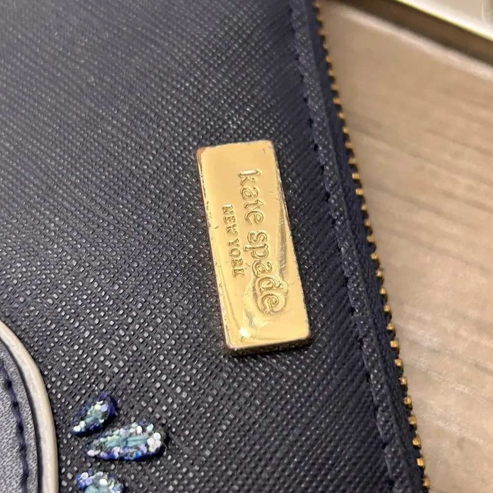 Kate Spade Leather Navy Blue Whale Wallet